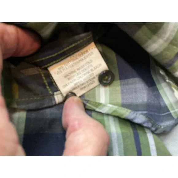 Beverly Hills Polo Club Plaid Button Down Shirt XL Green Navy Long Sleeve - Picture 7 of 11